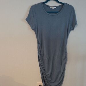 Blue Ruched T-Shirt Dress